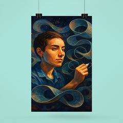 Maryam Mirzakhani drawing infinite surfaces poster 6