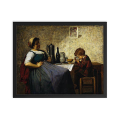 Maternal Joy by Adolf von Becker framed print on a plain backdrop in size 16"x20".