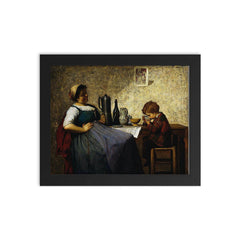 Maternal Joy by Adolf von Becker framed print on a plain backdrop in size 8"x10".