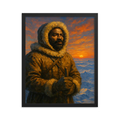 Matthew Henson at polar horizon framed print on a plain backdrop in size 16"x20".