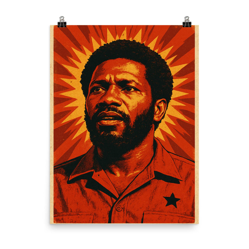 Maurice Bishop poster on a plain backdrop in size 8