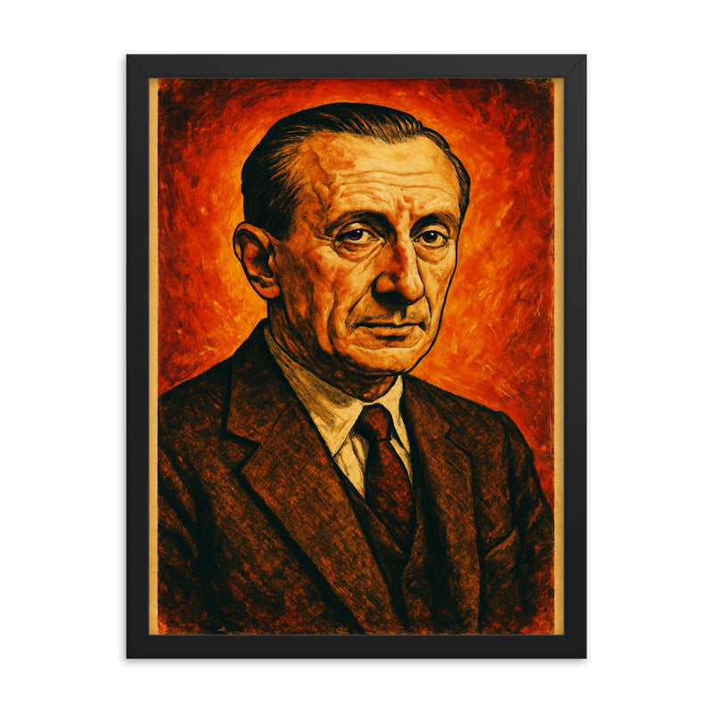 Maurice Merleau Ponty framed print on a plain backdrop in size 18
