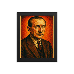 Maurice Merleau Ponty framed print on a plain backdrop in size 8"x10".