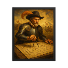 Maurice of Nassau geometric battlefield command framed print on a plain backdrop in size 16"x20".