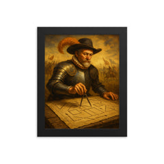 Maurice of Nassau geometric battlefield command framed print on a plain backdrop in size 8"x10".