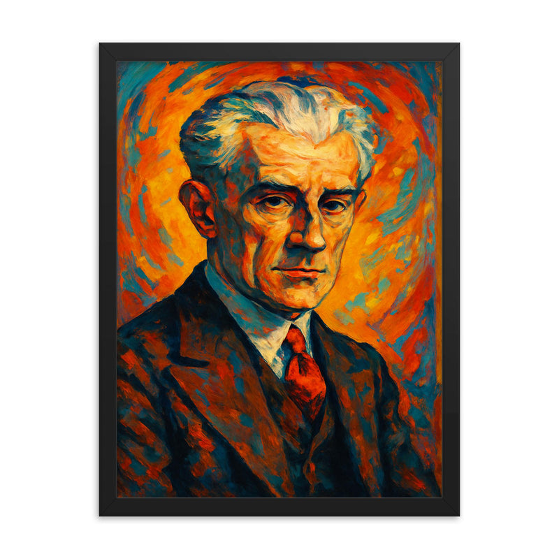 Maurice Ravel framed print on a plain backdrop in size 18
