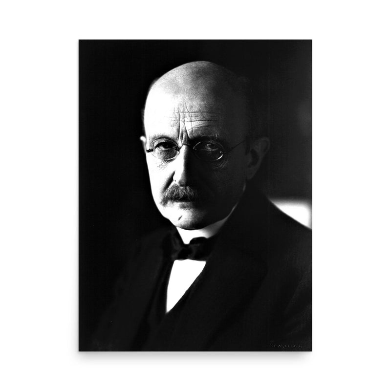 Max Planck poster on a plain backdrop in size 18