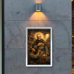 Maximilian Kolbe volunteering in Auschwitz bunker poster 2
