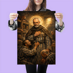 Maximilian Kolbe volunteering in Auschwitz bunker poster 3