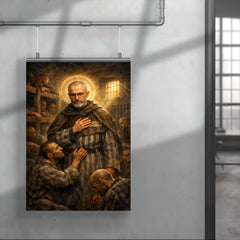 Maximilian Kolbe volunteering in Auschwitz bunker poster 4
