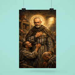 Maximilian Kolbe volunteering in Auschwitz bunker poster 6