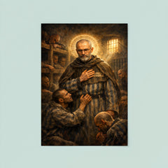Maximilian Kolbe volunteering in Auschwitz bunker poster 8
