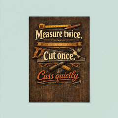 Measure twice Cut once Cuss quietly poster 8
