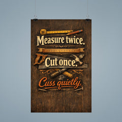 Measure twice Cut once Cuss quietly poster 9