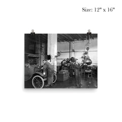 Mechanics at an auto repair shop replacing an engine in an early model car - Washington, DC, 1920 poster 3