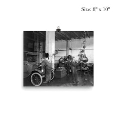 Mechanics at an auto repair shop replacing an engine in an early model car - Washington, DC, 1920 poster 4