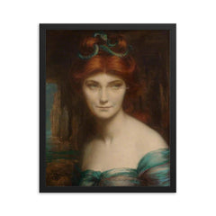 Medusa by Winifred Hope Thomson, 1896 framed print on a plain backdrop in size 16"x20".