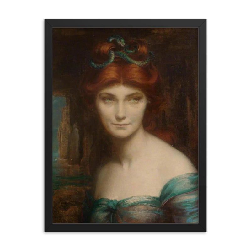 Medusa by Winifred Hope Thomson, 1896 framed print on a plain backdrop in size 18