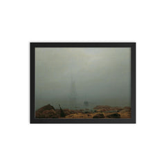 Meeresstrand im Nebel by Caspar David Friedrich, 1807 framed print on a plain backdrop in size 12"x16".