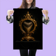Megalodon tooth reliquary on black velvet altar poster 3