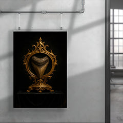 Megalodon tooth reliquary on black velvet altar poster 4