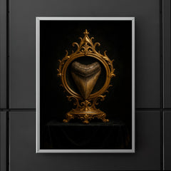 Megalodon tooth reliquary on black velvet altar poster 5