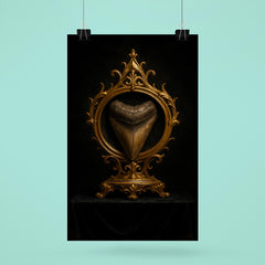 Megalodon tooth reliquary on black velvet altar poster 6