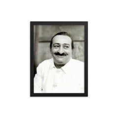Meher Baba framed print on a plain backdrop in size 12"x16".