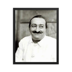 Meher Baba framed print on a plain backdrop in size 16"x20".