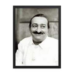 Meher Baba framed print on a plain backdrop in size 18"x24".