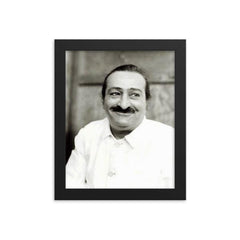 Meher Baba framed print on a plain backdrop in size 8"x10".