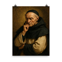 Meister Eckhart in Dominican habit contemplation poster on a plain backdrop in size 8"x10".