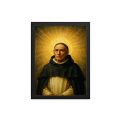 Meister Eckhart in Dominican habit under radiant emptiness framed print on a plain backdrop in size 12"x16".