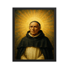 Meister Eckhart in Dominican habit under radiant emptiness framed print on a plain backdrop in size 16"x20".