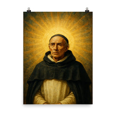 Meister Eckhart in Dominican habit under radiant emptiness poster on a plain backdrop in size 8"x10".