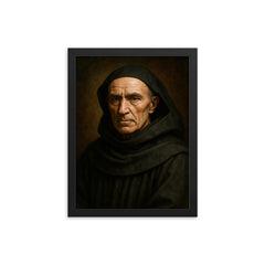 Meister Eckhart portrait framed print on a plain backdrop in size 12"x16".