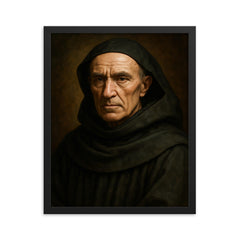 Meister Eckhart portrait framed print on a plain backdrop in size 16"x20".
