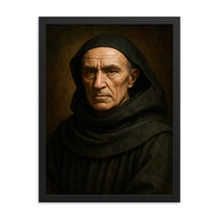 Meister Eckhart portrait framed print on a plain backdrop in size 18"x24".