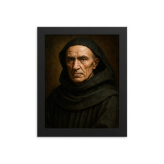 Meister Eckhart portrait framed print on a plain backdrop in size 8"x10".