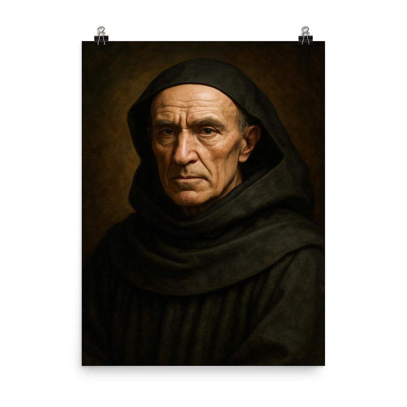 Meister Eckhart portrait poster on a plain backdrop in size 8