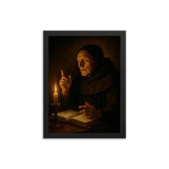 Meister Eckhart sermon in candlelight framed print on a plain backdrop in size 12"x16".