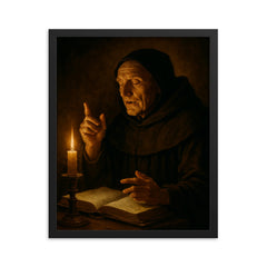 Meister Eckhart sermon in candlelight framed print on a plain backdrop in size 16"x20".
