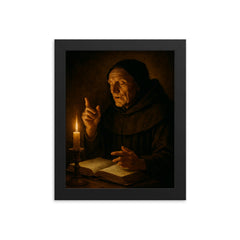 Meister Eckhart sermon in candlelight framed print on a plain backdrop in size 8"x10".