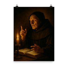 Meister Eckhart sermon in candlelight poster on a plain backdrop in size 8"x10".