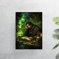Melancholic alchemist in laboratory of green fire poster 7
