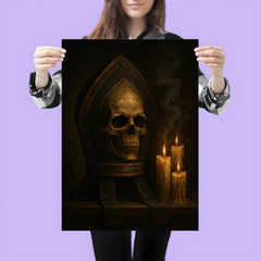 Memento mori bishop's mitre beside extinguished candles poster 3