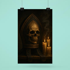 Memento mori bishop's mitre beside extinguished candles poster 6