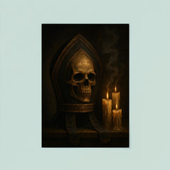Memento mori bishop's mitre beside extinguished candles poster 8