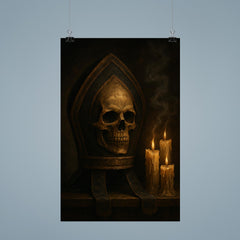 Memento mori bishop's mitre beside extinguished candles poster 9