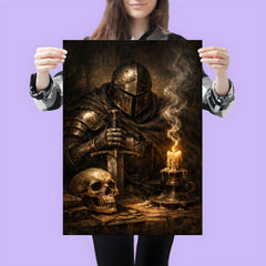 Memento mori knight beside extinguished candle poster 3